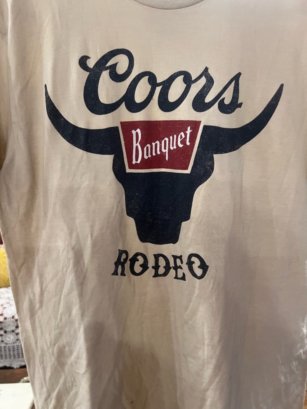Coors Banquet Rodeo Graphic Tee - Cream with Black & Red Print